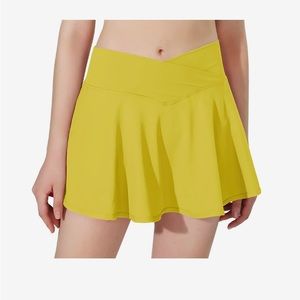 Yellow wrap tennis mini skirt